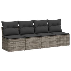 vidaXL Keturvietė sodo sofa su pagalvėlėmis, pilka, poliratanas