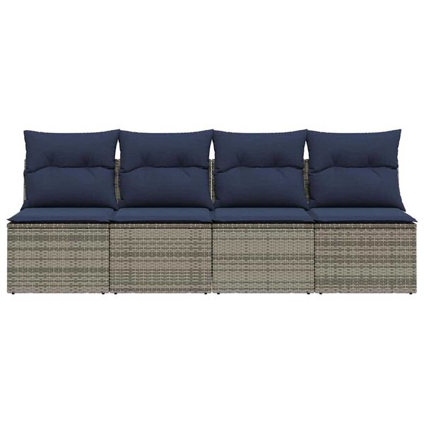vidaXL Sodo sofa su pagalve Pilka 220 x 62 x 69cm poliratanas