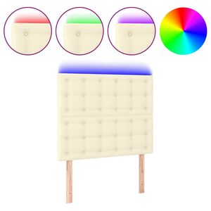 vidaXL Galvūgalis su LED, kreminės spalvos, 80x5x118/128 cm