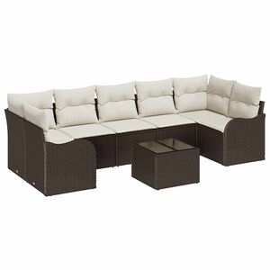 vidaXL Sodo Sofų Rinkinys su pagalve 8 pcs Ruda ir grietinėlė