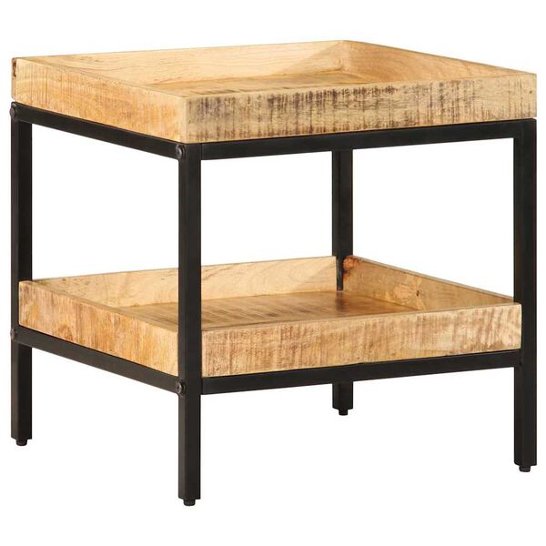 vidaXL &Scaron;oninis stalas Ruda 45 x 45 x 45 cm Kietas mango medis