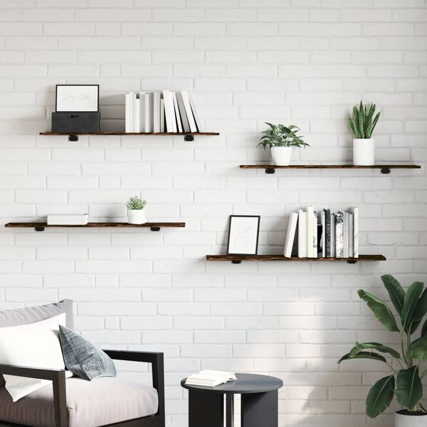 vidaXL Sieninės lentynos, 4vnt., dūminio ąžuolo, 100x20x1,5cm, mediena