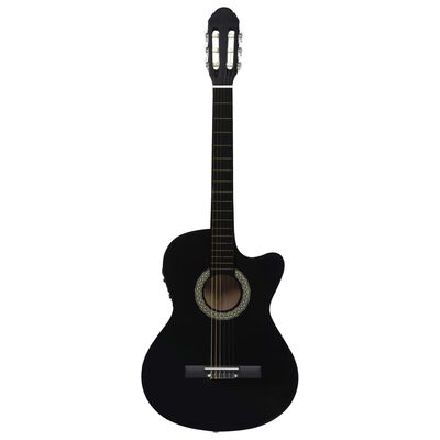 vidaXL Klasikinė gitara su ekvalaizeriu, juodos spalvos, 6 stygos