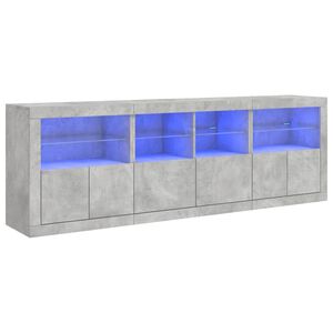 vidaXL &Scaron;oninė spintelė su LED lemputėmis, betono pilka, 202x37x67cm
