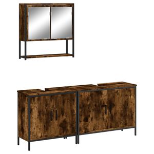 vidaXL Vonios baldų komplektas, 3 dalių, dūminio ąžuolo, mediena