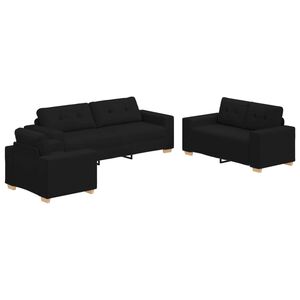 vidaXL Sofa 3 vnt. Juoda Lino mi&scaron;inio audinys