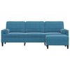 vidaXL Trivietė sofa su pakoja, mėlynos spalvos, 210cm, aksomas