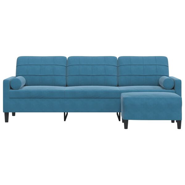 vidaXL Trivietė sofa su pakoja, mėlynos spalvos, 210cm, aksomas