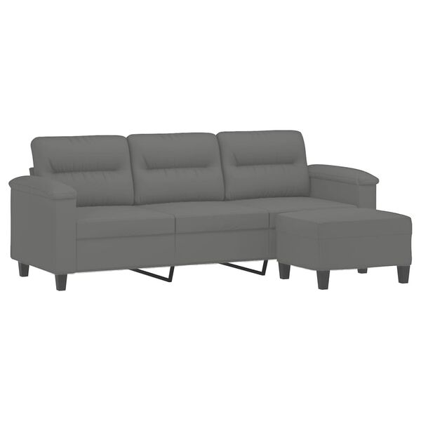 vidaXL Trivietė sofa su pakoja, tamsiai pilka, 180cm, audinys