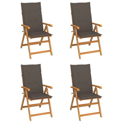 vidaXL Sodo kėdės su taupe spalvos pagalvėlėmis, 4vnt., tikmedis