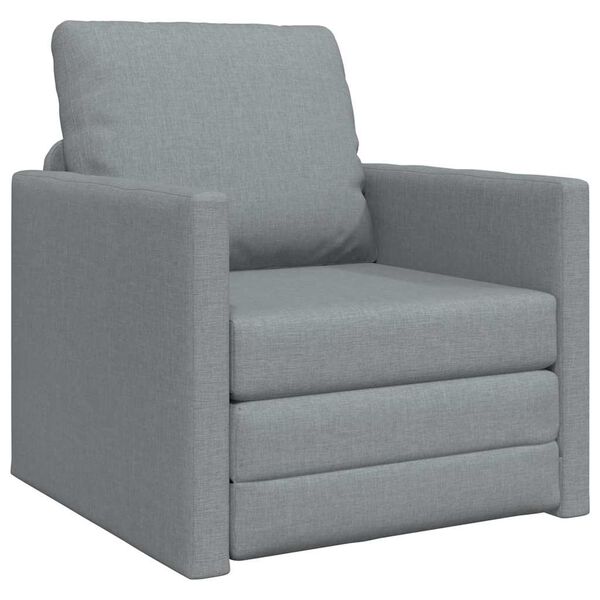 vidaXL Grindų sofa-lova, 2-1, &scaron;viesiai pilka, 112x174x55cm, audinys