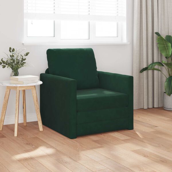 vidaXL Sofa lova 60cm Tamsiai žalia Aksomas