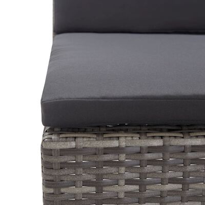 vidaXL Sodo sofos komplektas su pagalvėmis, 5 dalių, pilkas, ratanas