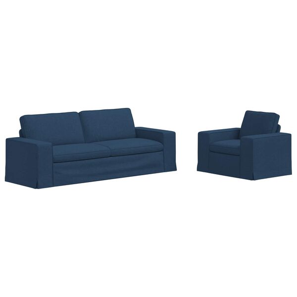 vidaXL Sofa 2 pcs Mėlyna 182 x 80 x 82 cm audinys