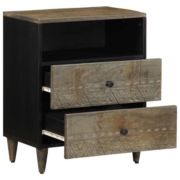 vidaXL naktinė spintelė šviesiai pilka 50x33x60 cm medžio masyvo mango