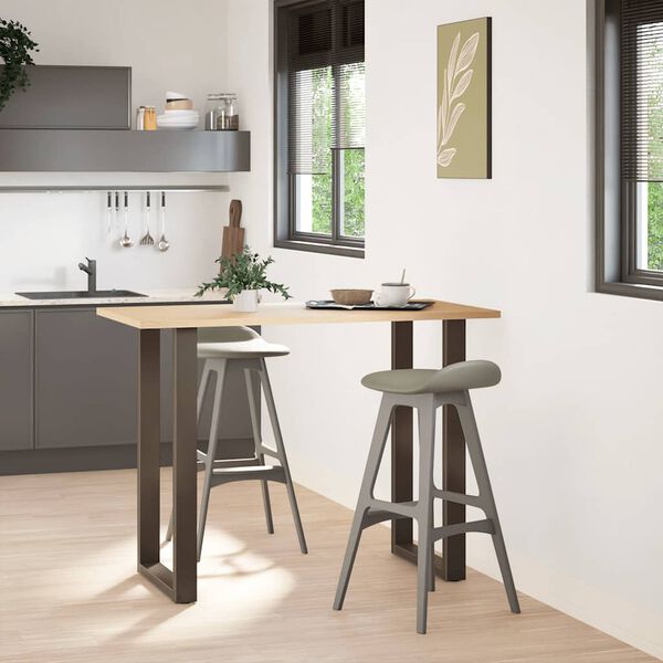 vidaXL Baro stalo kojos, U formos, 2 vnt., natūralus plienas, 60x(100-101) cm, plienas