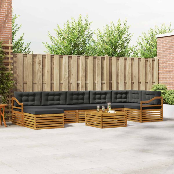 vidaXL Lauko sofos komplektas su pagalve 8 pcs Natūralus ir antracitas