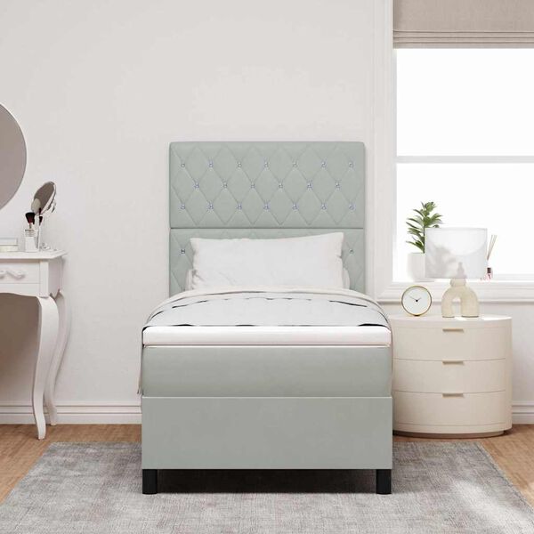 vidaXL LED Čiužinio Lova &Scaron;viesiai pilka 100 x 200 cm audinys