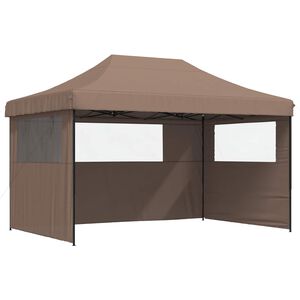 vidaXL &Scaron;ventės palapinė 440 x 292 x 315 cm Rudas su juodu rėmu