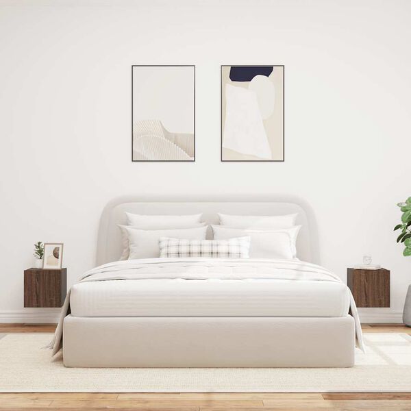 vidaXL Sieninės TV spintelės su LED, 2vnt., rudos, 30,5x35x30cm