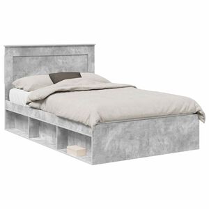 vidaXL Lovos rėmas Betono pilka 135 x 190 cm Kietos pu&scaron;ies mediena