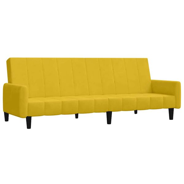 vidaXL Dvivietė sofa-lova, geltonos spalvos, aksomas