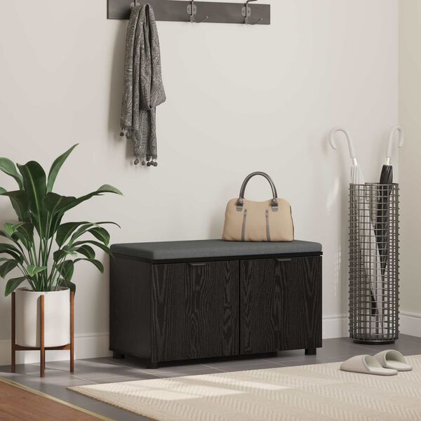 vidaXL Koridoriaus suolas su pagalve Juodas ąžuolas 80 x 46 x 46 cm