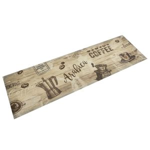 vidaXL Virtuvės kilimėlis, rudas, 45x150cm, aksomas, plaunamas