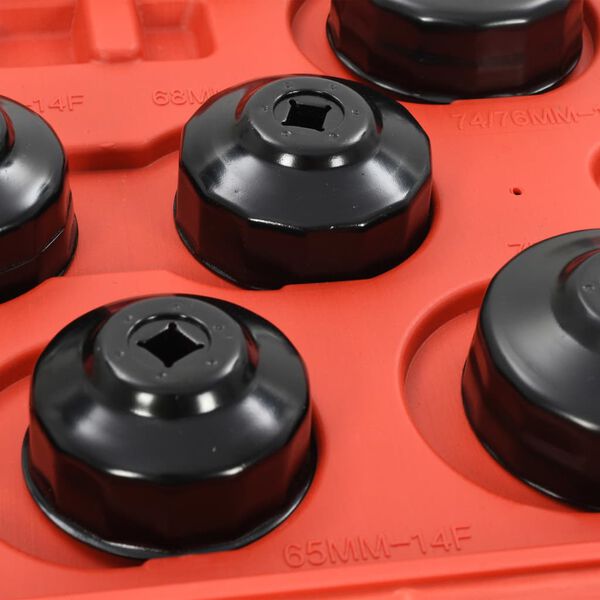 vidaXL Puodelio tipo alyvos filtro nuėmimo įrankių rinkinys, 15 dalių