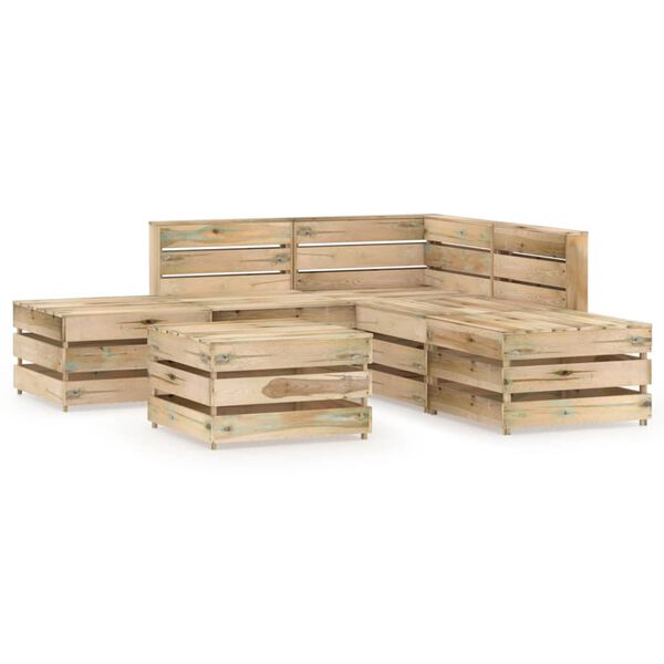 vidaXL Sodo poilsio komplektas, 6 dalių, žaliai impregnuota pu&scaron;is