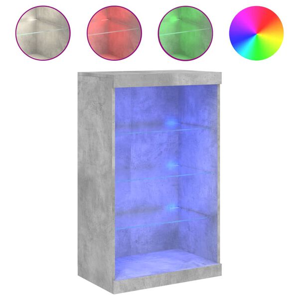 vidaXL &Scaron;oninė spintelė su LED lemputėmis, betono pilka, 60,5x37x100cm