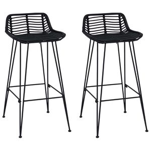 vidaXL Baro taburetė 2 pcs Juodas 44 x 46 x 91 cm Ratana ir Plienas