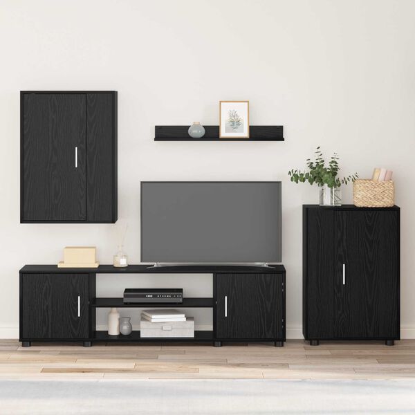 vidaXL TV spintelių komplektas 4 pcs Juodas ąžuolas Apdirbta mediena