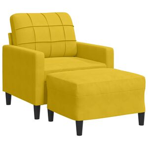 vidaXL Krėslas su pakoja, geltonos spalvos, 60cm, aksomas