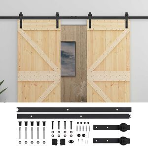 vidaXL Slankios durys 2 pcs Natūrali ir juoda Pu&scaron;ies medienos masyvas