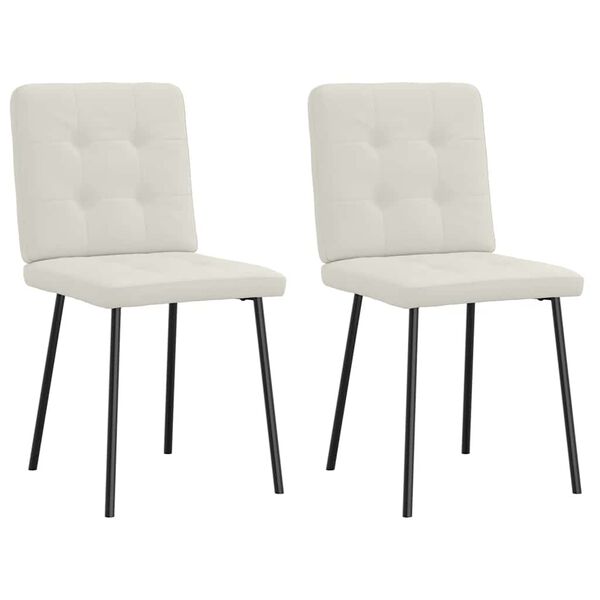 vidaXL Valgomojo kėdės, 2vnt., kreminės spalvos, aksomas