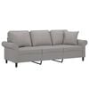 vidaXL Trivietė sofa su pagalvėmis, &scaron;viesiai pilka, 180cm, audinys