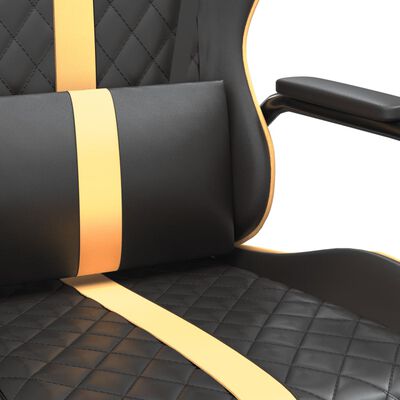 vidaXL Masažinė žaidimų kėdė, auksinės ir juodos spalvos, dirbtinė oda