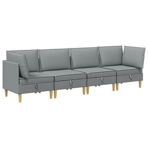 vidaXL Modulinė sofa su laikymo vieta 4 vnt. &Scaron;viesiai pilka Audinys