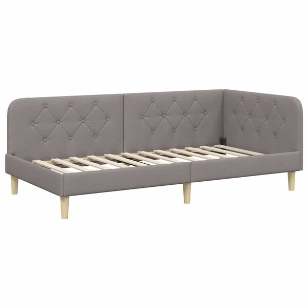 vidaXL Kampinė lovos konstrukcija Taupe 90 x 200 cm audinys