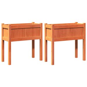 vidaXL Sodo loveliai su kojelėmis, 2vnt., va&scaron;ko rudi, pu&scaron;ies masyvas