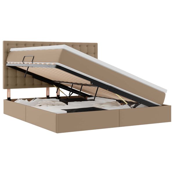 vidaXL Saugos lova su čiužiniu Kapučino 160 x 200 cm Dirbtinė oda