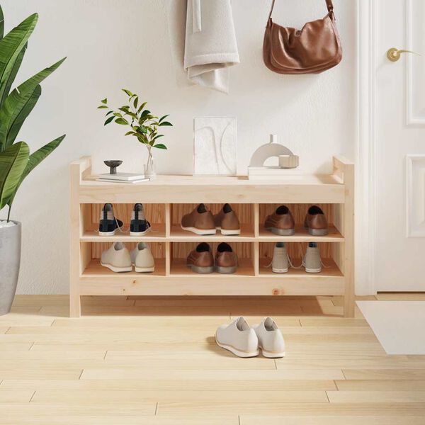 vidaXL Koridoriaus suoliukas, 110x40x60cm, pu&scaron;ies medienos masyvas