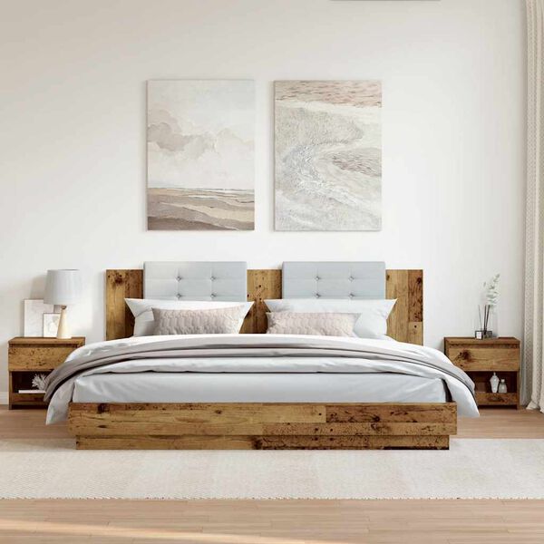 vidaXL Spintelės prie lovos 2 vnt Senos medienos Inžinerinė mediena