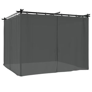 vidaXL Pavėsinė su užuolaidomis, antracito, 3x3m, plienas