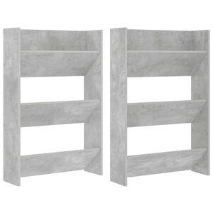 vidaXL Sieninės spintelės batams, 2vnt., pilkos, 60x18x90cm, MDP