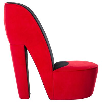 vidaXL Aukštakulnio formos kėdė, raudonos spalvos, aksomas