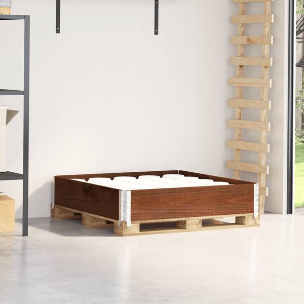 vidaXL Padėklų apvadas, rudas, 100x100cm, pu&scaron;ies masyvas