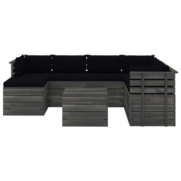 vidaXL Sodo komplektas i&scaron; palečių su pagalvėlėmis, 8 dalių, pu&scaron;is