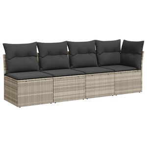 vidaXL Keturvietė sodo sofa su pagalvėlėmis, pilka, poliratanas